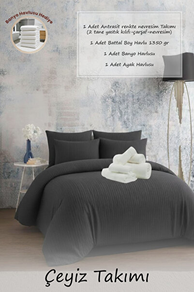 moon secret tekstil Σετ παπλωματοθήκης και πετσετών 100% σατέν Premium 12 δια...