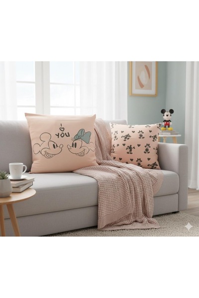 Taç غطاء وسادة مزخرف من القطن بنسبة 100% مطبوع على الوجهين من ديزني ميكي ميني...