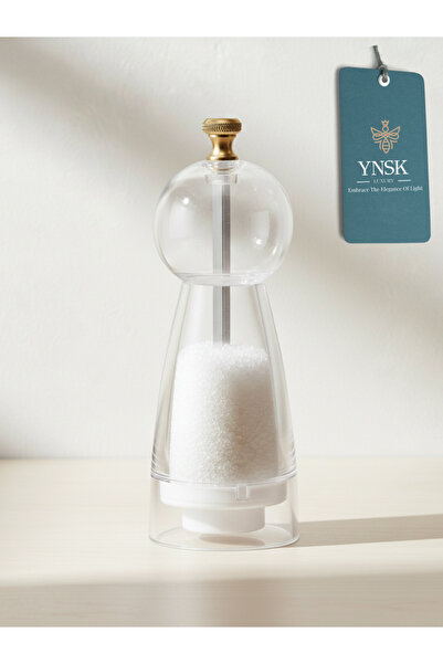 YNSK فخامة |   بيوركس |   مطحنة ملح وفلفل أكريليك شفافة مع تفاصيل ذهبية فاخرة