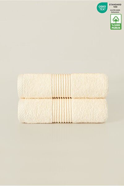 Ellaline Set de 2 prosoape pentru față, 100% bumbac, certificat pentru cap |   Bucătărie |   Dulgher 50x90cm Crem