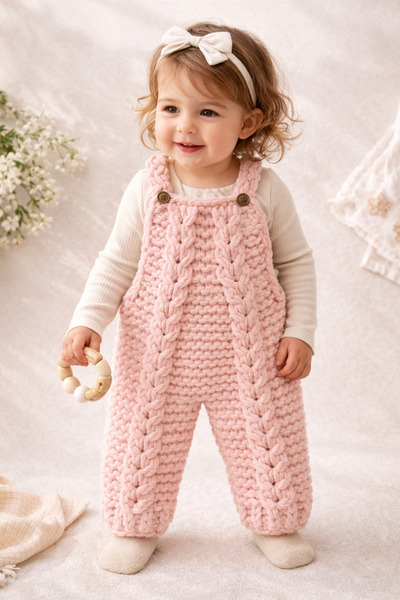 Aykır ı Bebe Aykır-ı Bebe El Örgüsü Puffy Bebek Tulumu