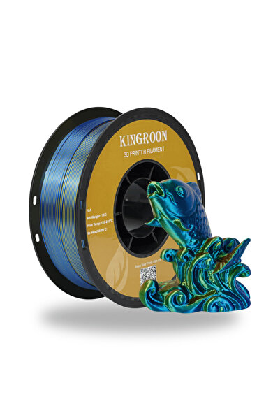 KINGROON Üç Renkli Silk PLA Filament Kırmızı-Sarı-Mavi Canlı Parlak Renk Geçi...