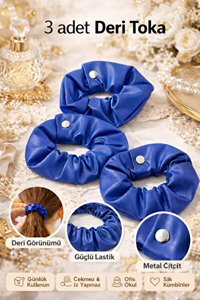 Vi Caro مظهر جلدي مشبك شعر سكرنشي |   مشبك شعر نسائي، مشبك أنيق مع مشبك مطاطي...