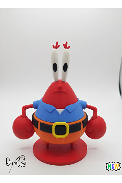 DEMİRHAN3D 🦀 Mr. Krabs Figür 15 cm | SüngerBob Temalı Çok Renkli 3D Yazıcı Ü...