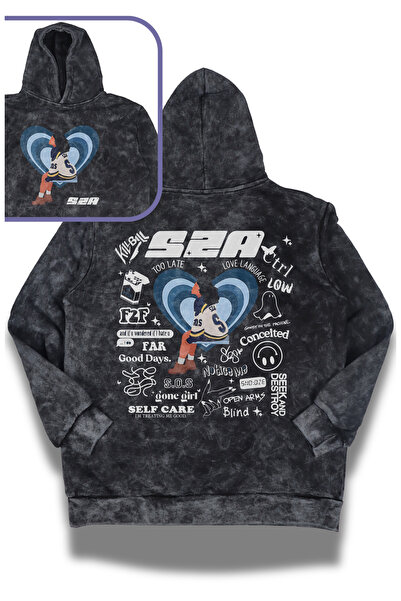 Fuddy Moda Hanorac unisex cu temă cântăreților Sza Albümler cu imprimeu cu gl...