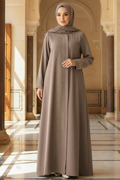 Neva Style Abaya Hijab din nurcă - Detaliu cu margele, Model 26331V