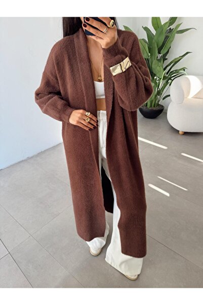 Perry Boutique Women's Oversized Angora Long Knitwear Cardigan