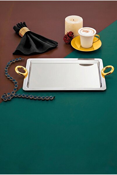 ÖZLİFE صينية الشاي MIA باللون الذهبي العادي