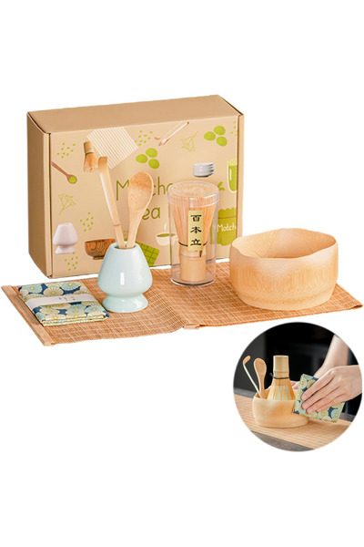 Arabest 7-Piece Matcha Starter Kit,Bamboo & Resin Set with Whisk, Bowl, Spoon,Gift for Matcha Lovers