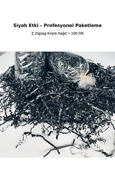 Orbak Kağıt Siyah Z Zigzag Kırpık Kağıt – Hediye Kutu İçi Dolgu & Paketleme M...