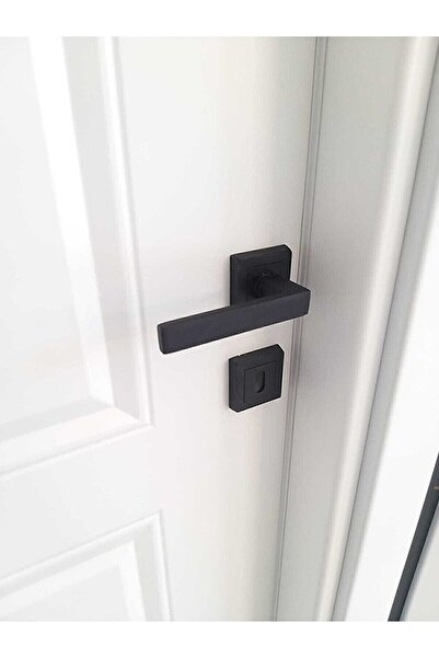 ALYAYAPI Ματ λαβή πόρτας δωματίου με μαύρο τετράγωνο σήμα (1 σετ = 4 τεμάχια)