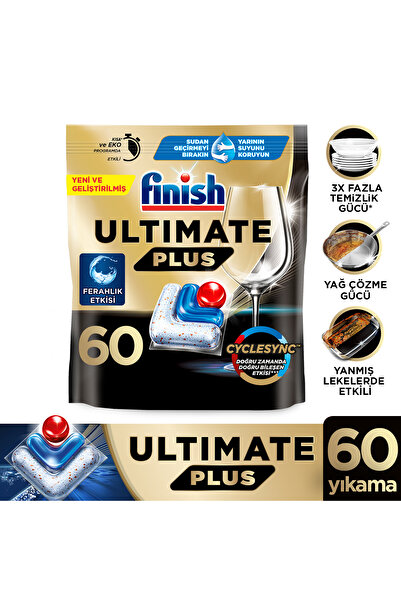 Finish Ultimate Plus Hepsi Bir Arada 60 Kapsül Bulaşık Makinesi Deterjanı Tab...