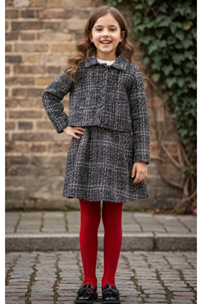 fancykidsantalya Girl's Stylish Two-Piece Set – Jacket & Adjustable Skirt Com...