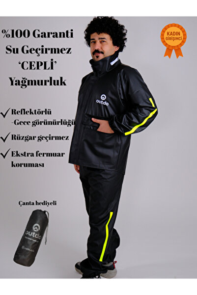 OUTDO Motorcu Yağmurluğu "Cepli" Alt Üst Takım Yağmurluk