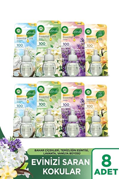 Air Wick Elektrikli Oda Kokusu Yedek Şişe 8'li Set ( 2 Bahar-2 Temizlik-2 Lav...