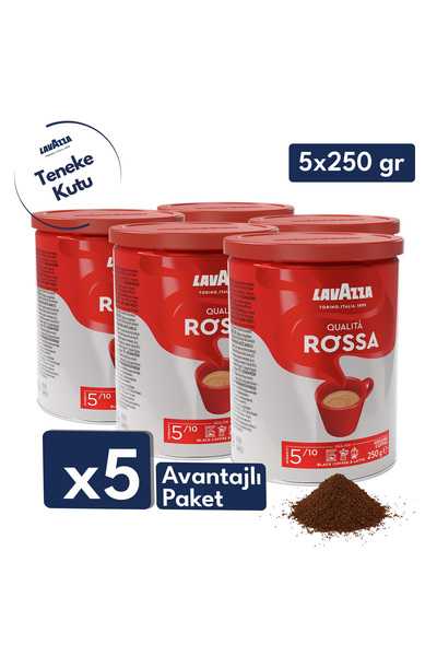 LavAzza Qualita Rossa Öğütülmüş Filtre Kahve Teneke Kutu 250 gr | 5'li Avanta...