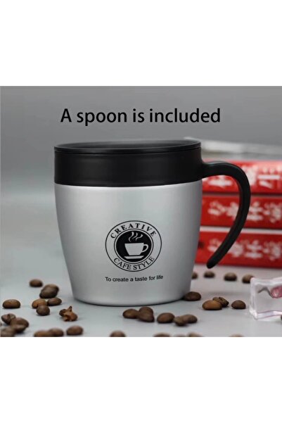 LUXURY مج قهوة استيل بيد / كوب حافظ للحرارة استيل 304 مقاوم للصدا