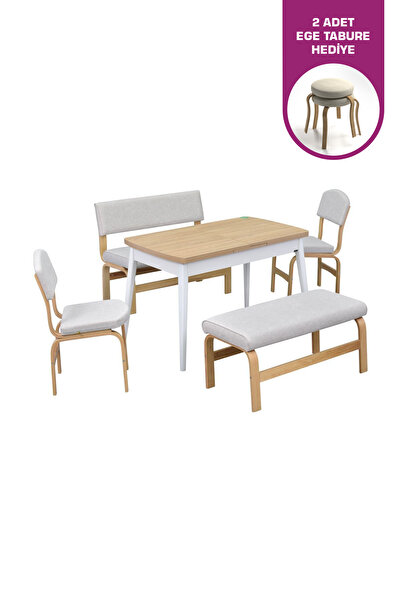 VİLİNZE Ege Sandalye-Bank Avanos Ahşap MDF Açılır Mutfak Masası Takımı - 70x1...