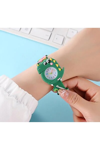 BBS "Green Dinosaur Figure Silicone Wrist Watch for Kids – Cute and Fun Design"