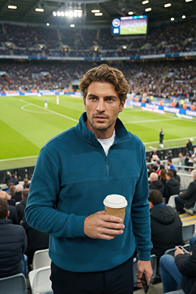 Buratti Ανδρικό πουλόβερ με ρυθμισμένο τύπο βαμβακερό με μισό φερμουάρ και όρ...