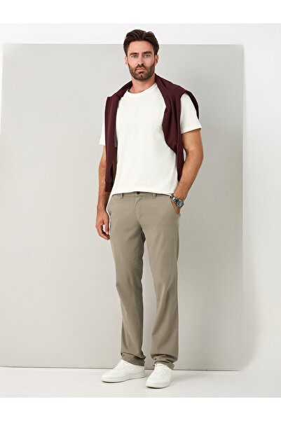 muzzo jeans بنطال تشينو قطني بيج بقصة عادية