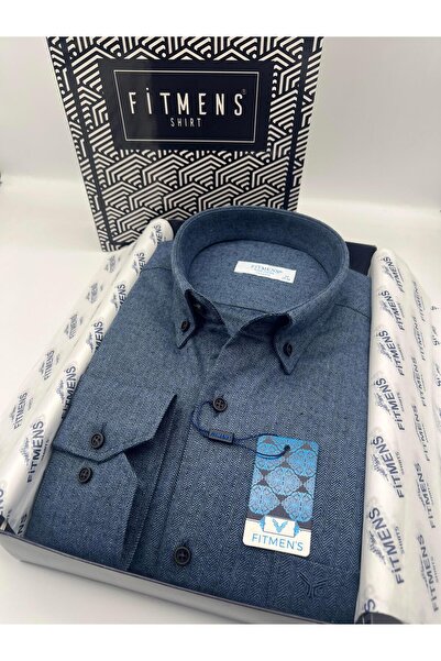 Fitmens Classic Long Sleeve Winter 100% Cotton Herringbone Collar Buttoned Me...