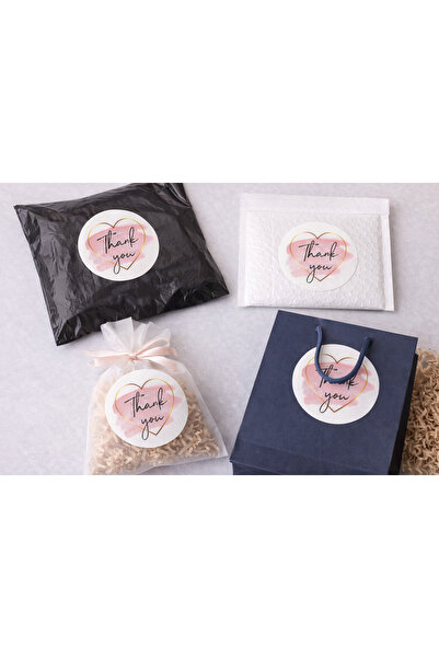 EcoNest Sticker Kuşe 108 Pieces – Pink Thank You – Round Cut 3.7 cm – a Quali...