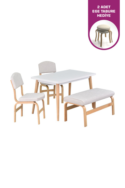 VİLİNZE Ege Sandalye Ve Bank Avanos Ahşap Mdf Mutfak Masası Takımı - 70x120 Cm