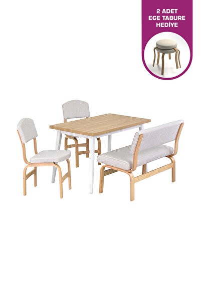 VİLİNZE Ege Sandalye Ve Bank Avanos Ahşap Mdf Mutfak Masası Takımı - 70x120 Cm