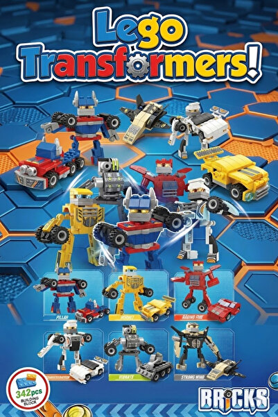 craftivio 342 Parça 6'lı Dönüşen Robot Araba Seti - Lego Uyumlu Eğitici Blok ...