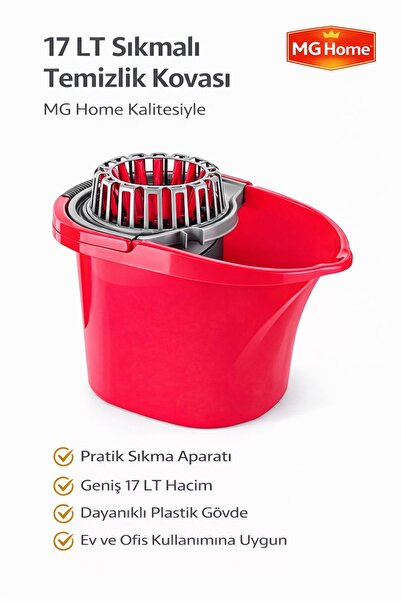 VENON ❤️ Titiz Cameon Döner Sıkma Hazneli Temizlik Kovası 17 Lt Kırmızı❤️ Tem...