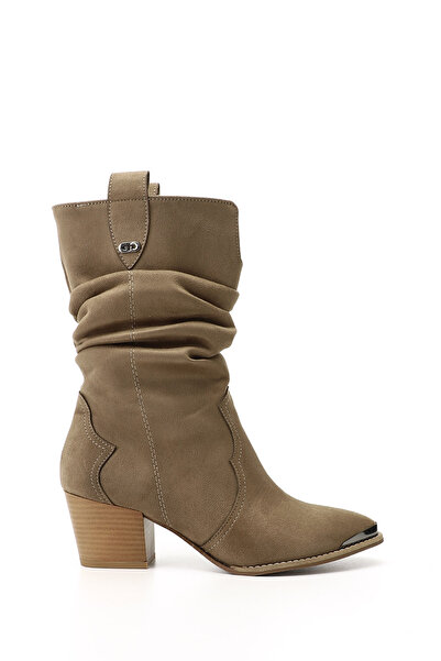 GÖNDERİ(R) Damen-Cowboystiefel aus Nerz-Wildleder mit spitzer Zehenpartie und...