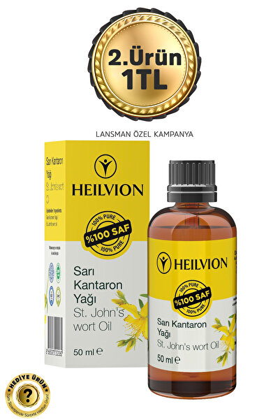 HEILVION Sarı Kantaron Yağı %100 Saf ve Doğal Soğuk Sıkım 50 ML Cilt Bakımı &...