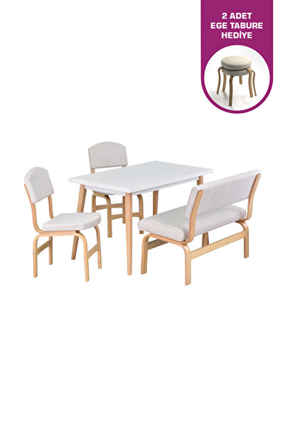 VİLİNZE Ege Sandalye Ve Bank Avanos Ahşap Mdf Mutfak Masası Takımı - 70x120 Cm