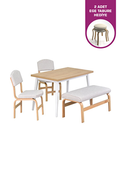 VİLİNZE Ege Sandalye Ve Bank Avanos Ahşap Mdf Mutfak Masası Takımı - 70x120 Cm