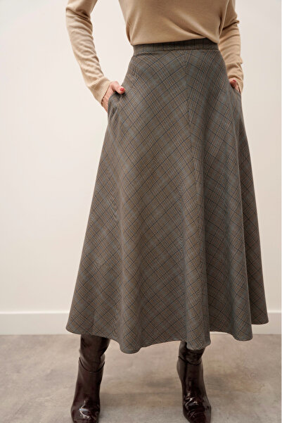 Maldia Shop Women's Verona Checkered Layered Premium Blue Skirt