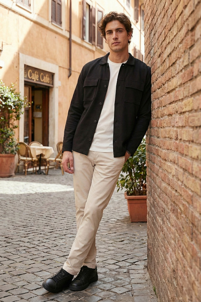 Buratti Cotton Regular Fit Classic Collar Chest Pocket Detailed Shirt Men's S...