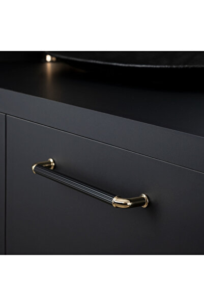 System 4682 Çizgili Modern Kulp Gold/Siyah Renk  192 mm