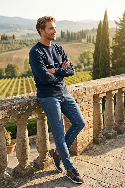 Buratti Ανδρικό φούτερ με λεπτομέρεια από βαμβακερή ρίγα, χαλαρή εφαρμογή, με...