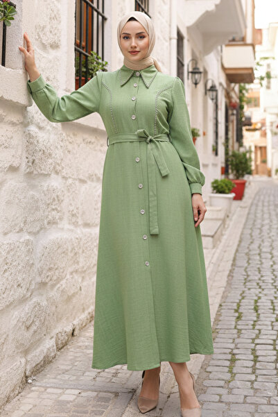 benguen Women's Beaded Detailed Dress 6809 Green