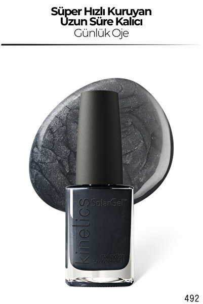 kinetics SolarGel Günlük Oje - Uzun Süre Kalıcı, Yoğun Pigment | #492 BLACK P...