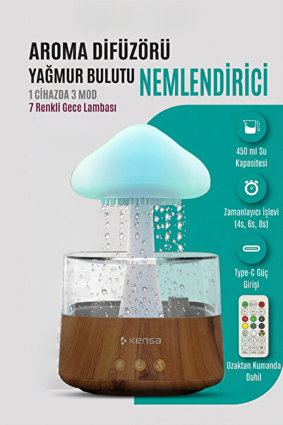 Kensa Sihirli Yağmur Bulut Aromaterapi Difüzör | Mini USB Taşınabilir Nemlend...