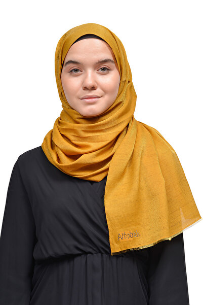 Altobeh شال فستان سهرة لامع لامع للنساء بلون سادة - خردل