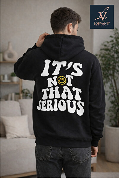 LORVANIY هوديي It's Not That Serious قصة فضفاضة بغطاء رأس للجنسين مصنوع من مب...