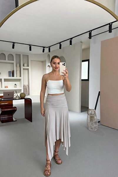 Sezgi Tekin Fusta Stone Gode cu detaliu cu o singură fante