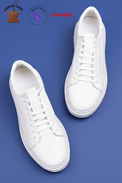 Gondol حذاء يومي مريح من الجلد الطبيعي من الداخل والخارج mals.352 أبيض