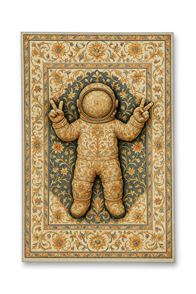 Rugs Modern Halı SDT Bej Temalı Astronot Figürü ve Motifler Desenli Dokuma Ta...