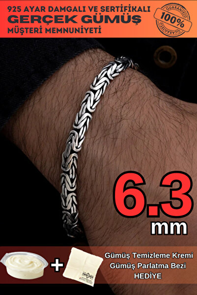 OSMANLI GÜMÜŞ Erkek Gümüş Bileklik - 6.3 Yassı Ezme Kral Model 925 Ayar Gümüş...