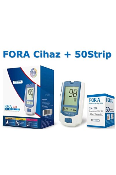 FORA G20 Diabet Şeker Ölçüm Cihazı 50 Adet Ölçüm Strip / Çubuğu