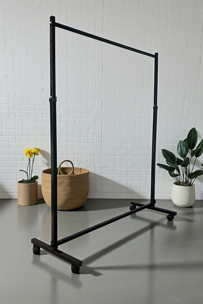 Acar Raf Tekli Ayarlanabilir Askılık Elbise & Giysi Askılık Siyah Askılık